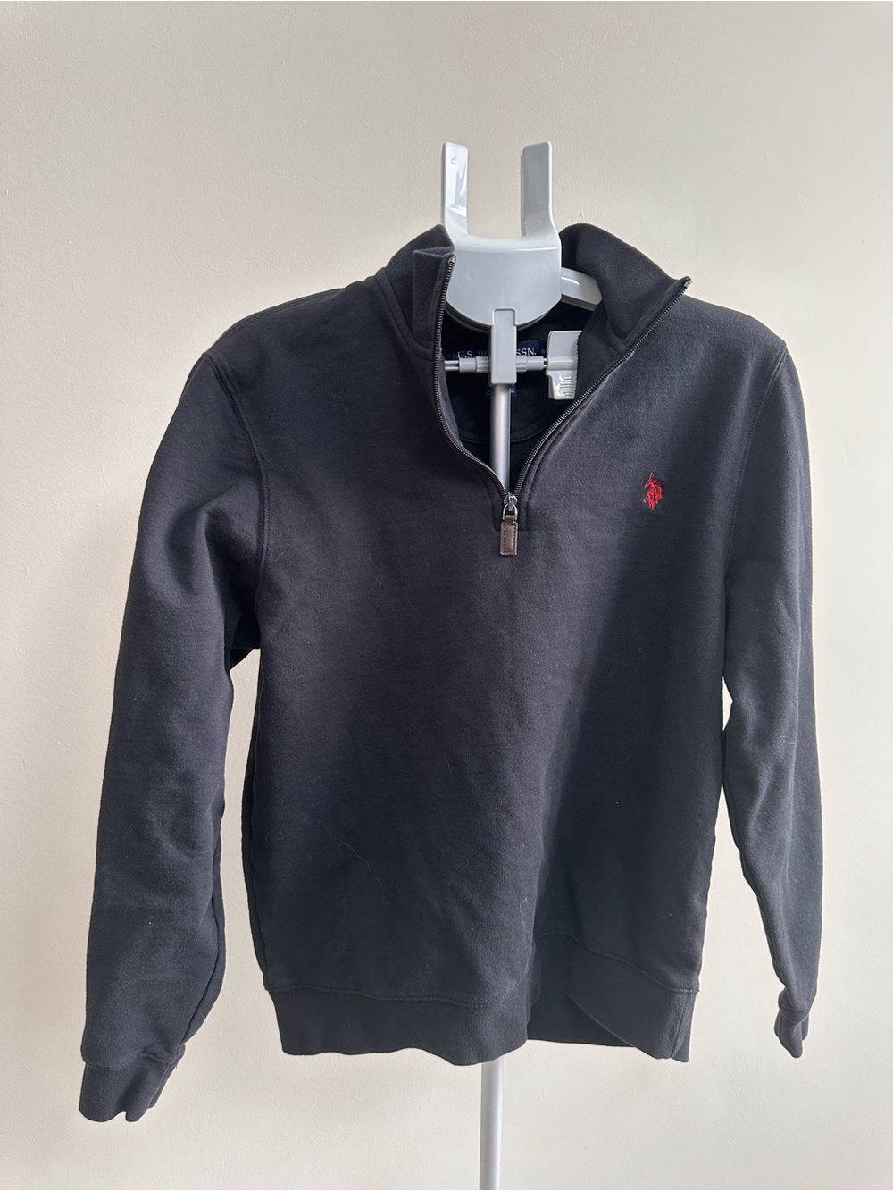 U.S. Polo Assn. Black Quarter-Zip Pullover with Red Logo